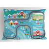 Kids Activity Pillow Sham Lovely City in the Winter Train Track Activity in Cartoon Drawing Style, Decorative Standard Size Printed Pillowcase, 26 X 20 Inches, Multicolor, by Ambesonne