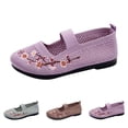thumbnail image 2 of XIMIN Women's Flower Embroidered Slip On Knitting Flat Loafers Breathable Elastic Mesh Comfy Platform Non Slip Walking Nurse Shoes Casual Walking Sneakers (6.5, Purple), 2 of 9