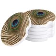 thumbnail image 1 of RYLABLUE Peacock Feather Close Up Style Set of 2 Car Coaster for Drinks, Absorbent Ceramic Stone Coasters Cup Mat with Cork Base for Home Kitchen Room Coffee Table Bar Decor, 1 of 5