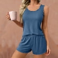 thumbnail image 2 of biudgviw Womens Pajama Sets 2 Piece Ruffle Hem Sleeveless Sleepwear Summer Crewneck Tank Top with Elastic Waist Shorts Pjs Set, 2 of 3