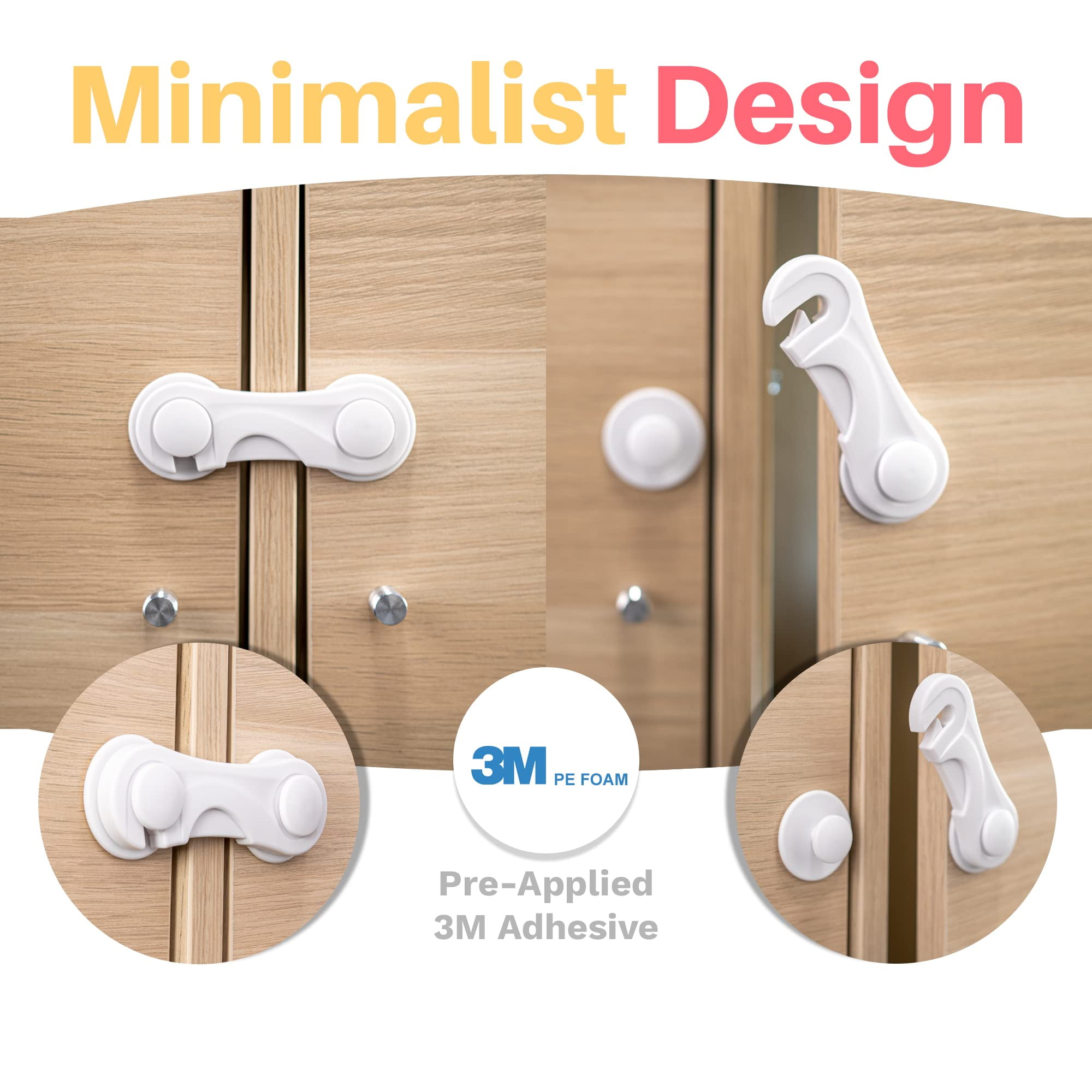 YIYI GUO Child Safety Lock for Cabinets and Drawers, White, 10 Piece