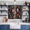 thumbnail image 2 of Curtains 84 Inches Long 2 Panels, Watercolor Flowers Grommets Window Treatment Curtain, Farmhouse Floral Vintage Black Thermal Curtains Drapes for Living Room/Bathroom, 2 of 9