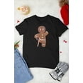 thumbnail image 5 of Old Glory Mens Ginger Bread Man With Candy Cane Crutch Short Sleeve T Shirt, 5 of 6