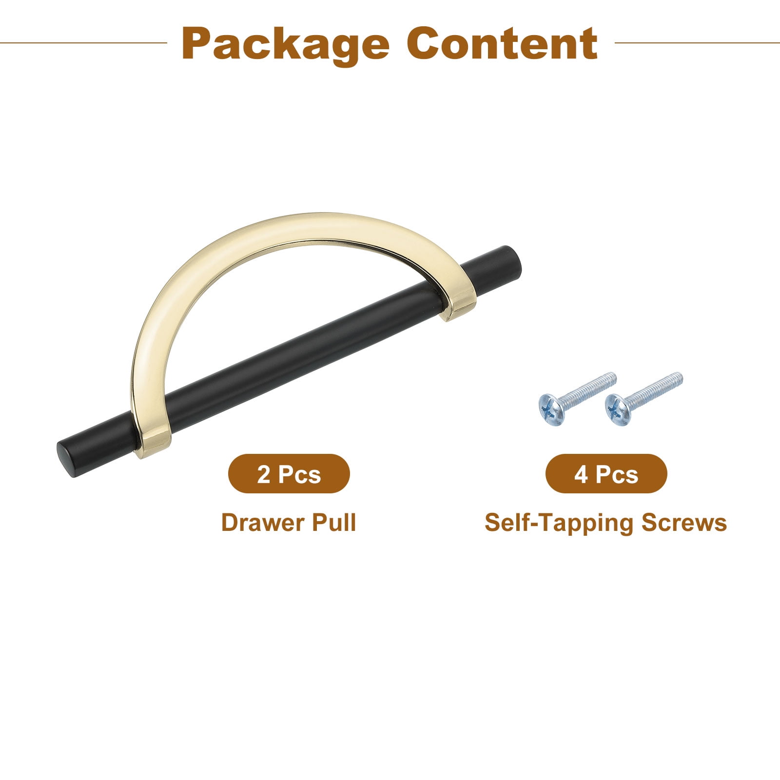 Uxcell 2Pcs 5.04 inch Kitchen Cabinet Handle with Screw Black/Gold