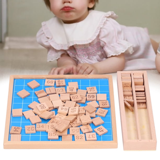 Juguete de madera para aprender cien tablas preescolar 1-100 aprendizaje de números y matemáticas juguete educativo Montessori para jardín de infantes niños pequeños ANGGREK Otros