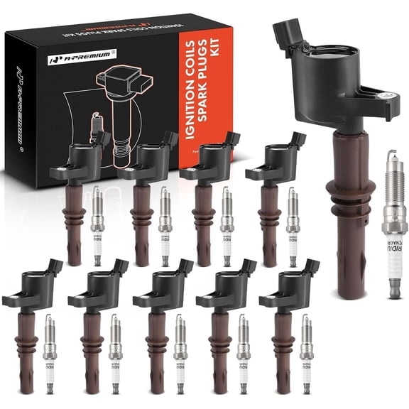 A-Premium Ignition Coils & Spark Plugs Kits Replacement for Ford F-150 2008-2010 F-250 F-350 F-450 Super Duty Mustang Lincoln Navigator 4.6L 5.4L 6.8L Iridium Black Set of 20