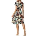 thumbnail image 3 of INSPIRE CHIC Women's Midi Wrap Summer Tropical Floral Dress, 3 of 5