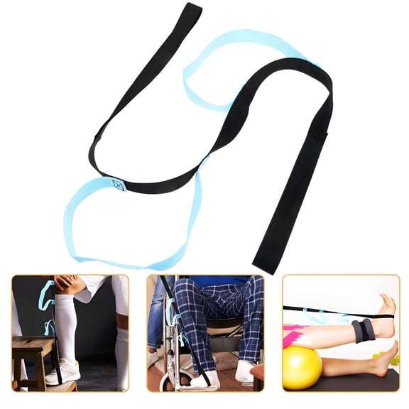 XIRQI Leg Lifter Strap with Foot and Hand Grip for the Disabled,Elderly Physical Therapy (Black)