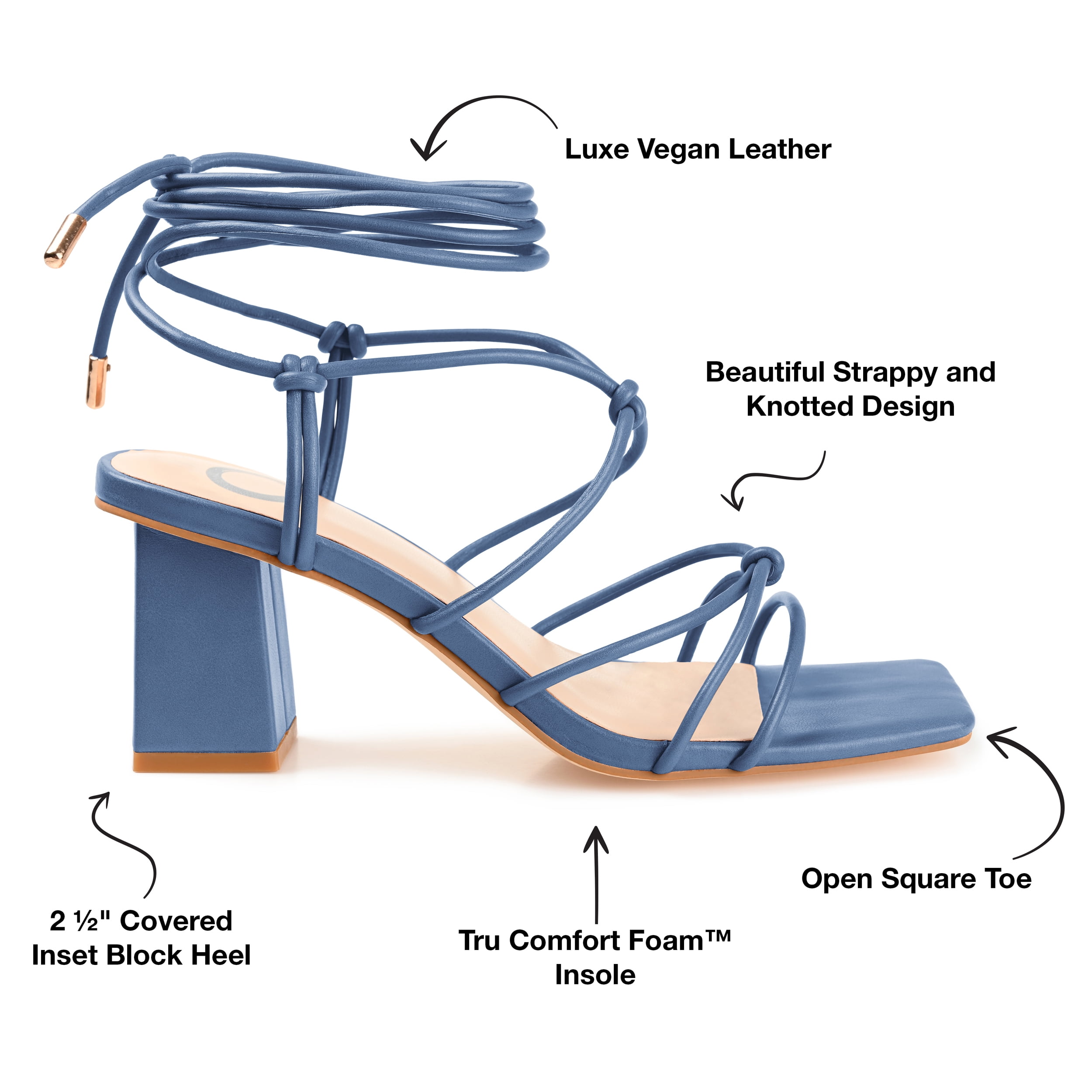 Journee Womens Harpr Open Square Toe Block Heel Dress Sandals