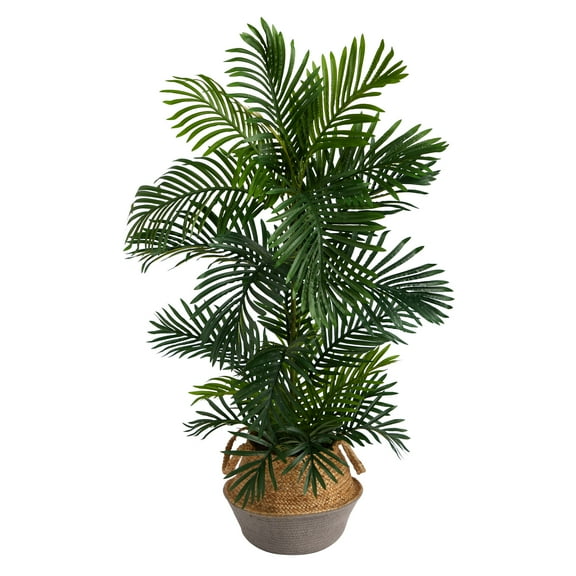 Nearly Natural 4' UV Resistant Areca Palm Artificial Tree in Woven Planter