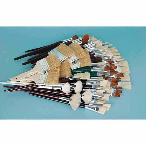 Sax Jumbo White Bristle Short Handle Paint Brushes, Assorted Sizes, Pack of 72