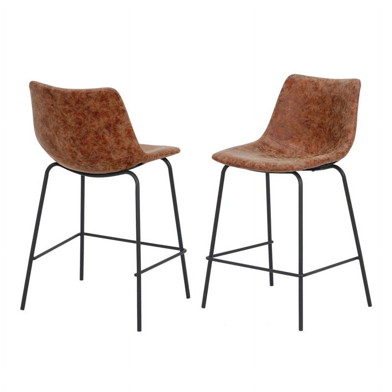 Abble 24 in. Camel Color Faux Leather Upholstered Counter and Bar Stool(Set of 2)