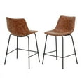 thumbnail image 2 of Abble 24 in. Camel Color Faux Leather Upholstered Counter and Bar Stool(Set of 2), 2 of 5