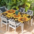 thumbnail image 2 of Sunflower Table Cloths for 3 Foot Rectangle Tables, Yellow Floral Elegant Pastoral Flowers Watercolor Patio Waterproof Elastic Fitted Tablecloths, Washable Rectangular Table Cover for Camping, 2 of 8