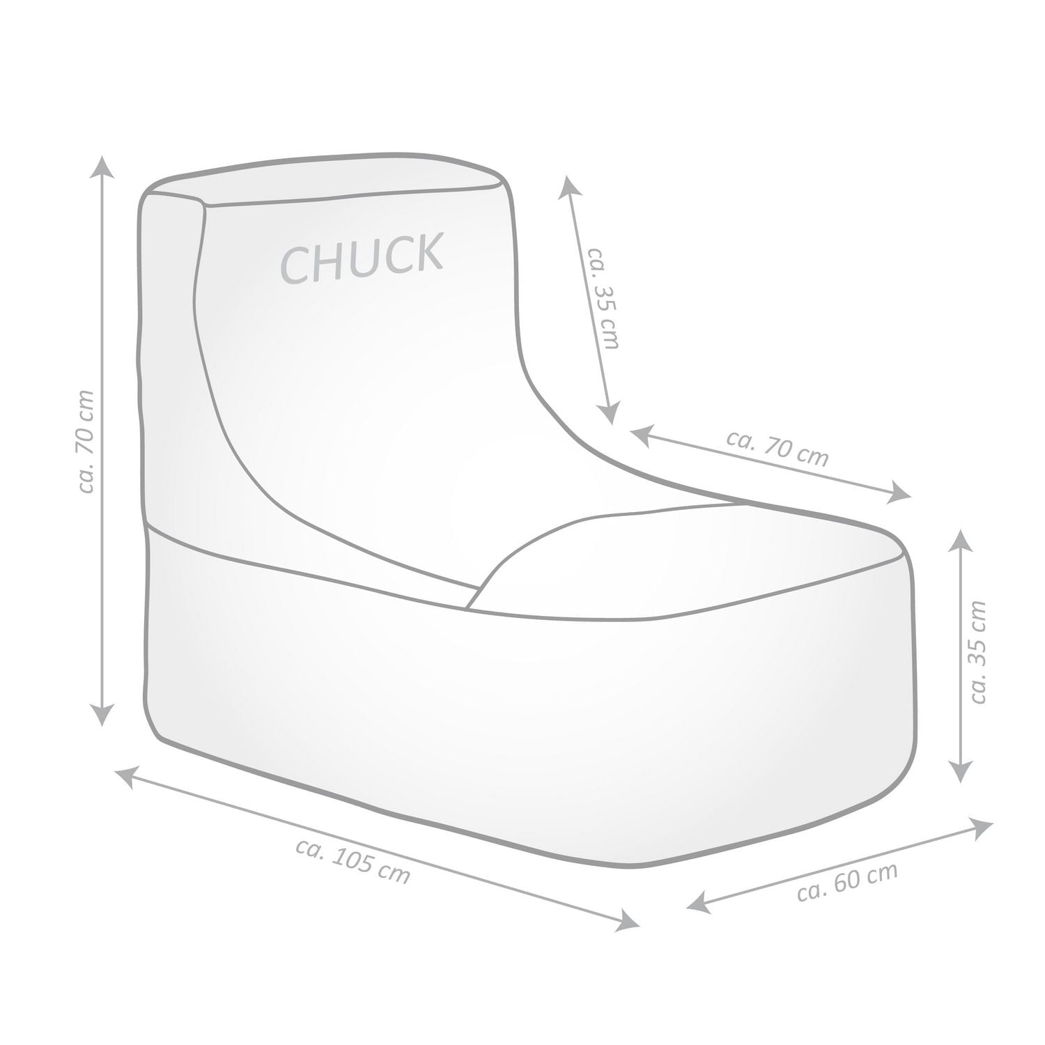 Fauteuil poire Gouchee Home Chuck Brava – Tissu hydrofuge avec rembourrage en billes de polystyrène, adapté aux adultes et aux adolescents, siège léger et portable pour chambre, dortoir ou salon