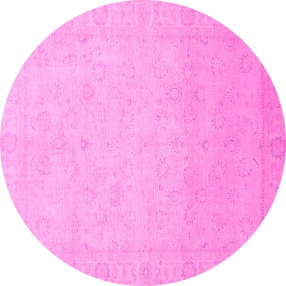 Ahgly Company Indoor Round Abstract Pink Modern Area Rugs, 3' Round