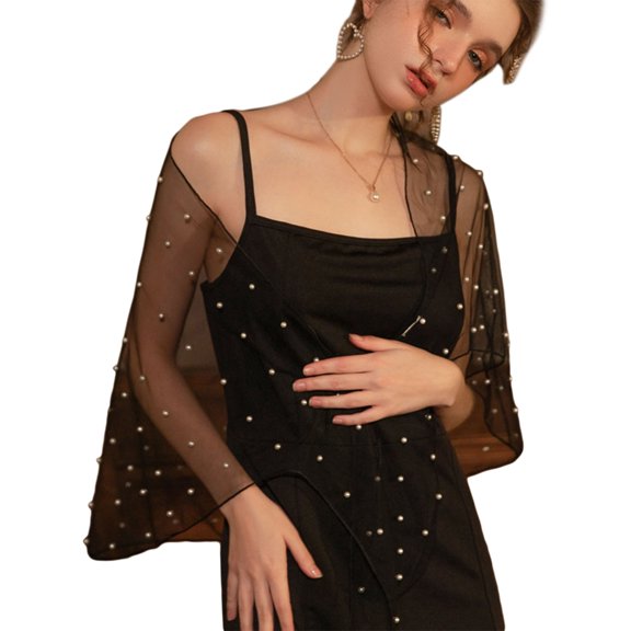 COMEET party shawl, Beadwork Pearls Evening Shawl Bridal Shawl Shoulder Wrap Evening Gown Accessories Shawl Bride Shawl for Engagement