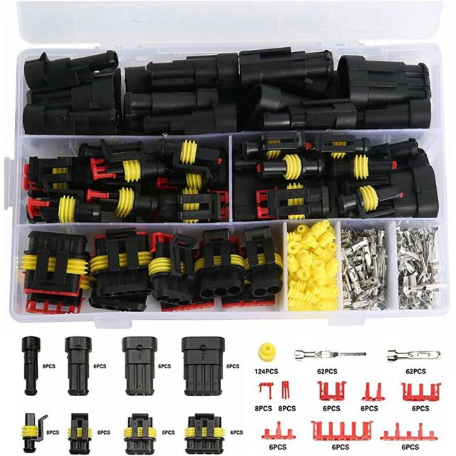 Kit de conectores impermeables de 352 piezas, terminal eléctrico de coche impermeable de 1/2/3/4 pines, para motocicleta, scooter, coche
