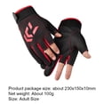 thumbnail image 3 of Pesca Guante de pesca de flecha unisex con corte de 3 dedos Guantes de pesca antideslizantes (negro rojo), 3 of 7