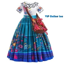 Girls Mirabel Costume Dress Up Fancy Outfits Cosplay Clothes with Shoulder Bag 3-10Years