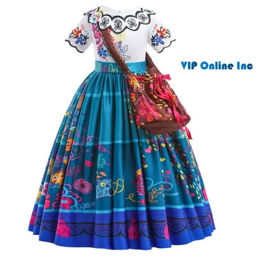 Girls Mirabel Costume Dress Up Fancy Outfits Cosplay Clothes with Shoulder Bag 3-10Years
