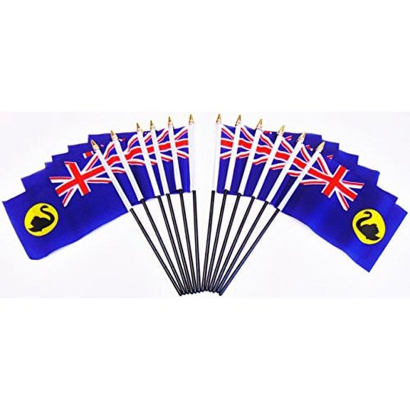 PACK of 12 4"x6" West Australia Miniature Desk & Table Flags, 1 Dozen 4"x 6" West Australia State Small Mini Stick Flags