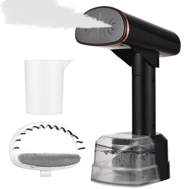 Graflsoa 1500W High-Power Portable Garment Steamer with 400ml Water Tank, 20-Second Quick Heat, 2 Steam Levels, 24g/min Steam Output, LCD Touch Screen, Compact Design for Home, Dorm, Travel - Black,