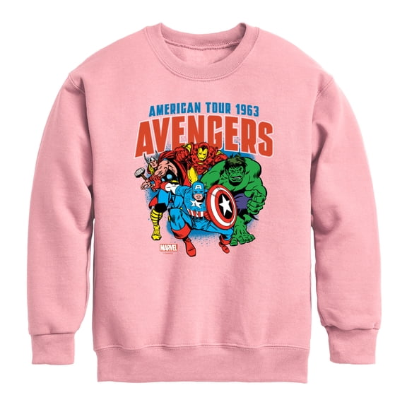 Avengers - American Tour - Youth Boys Crew Fleece Sweatshirt