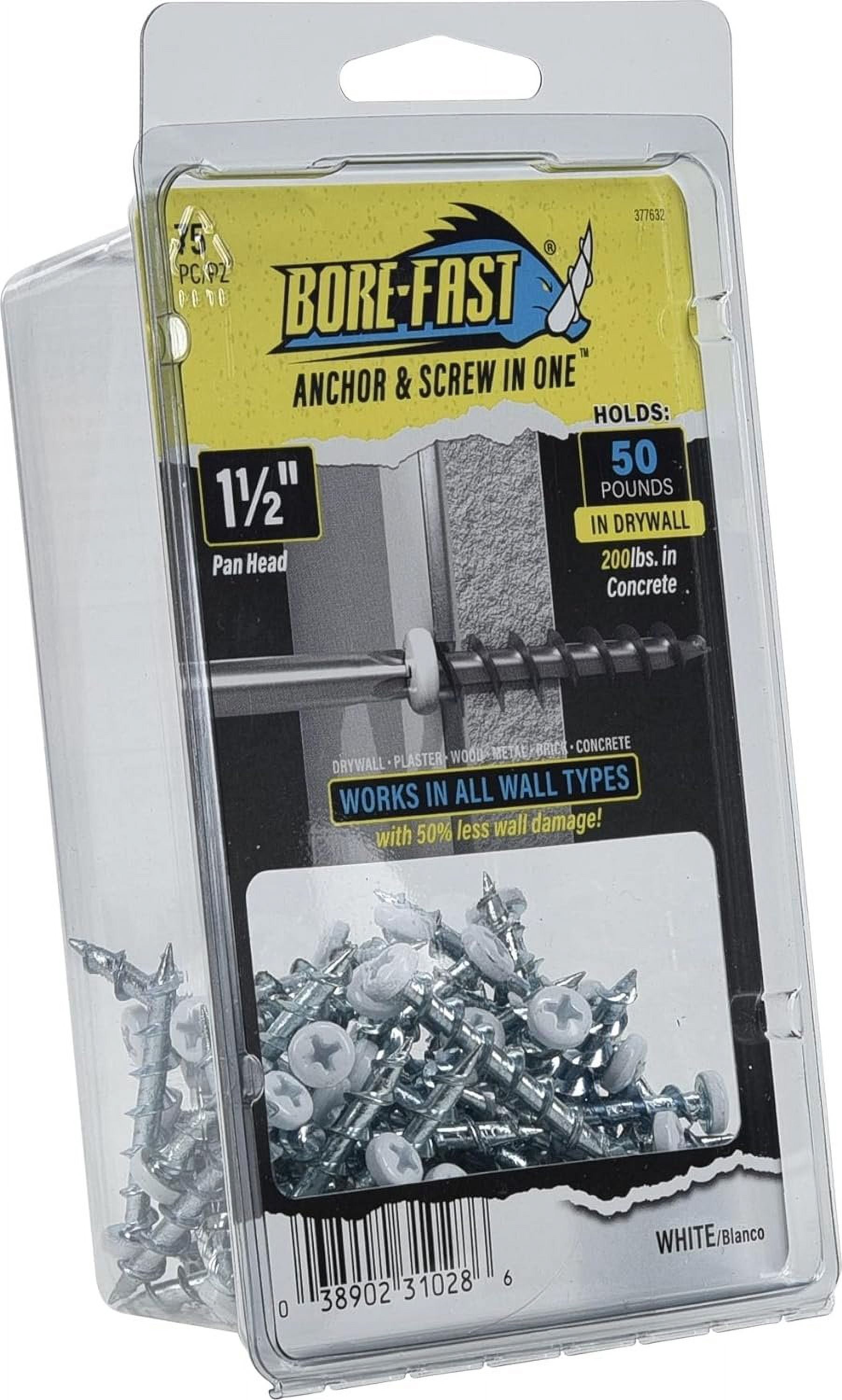 Hillman 377632 Borefast Drywall Anchors, White