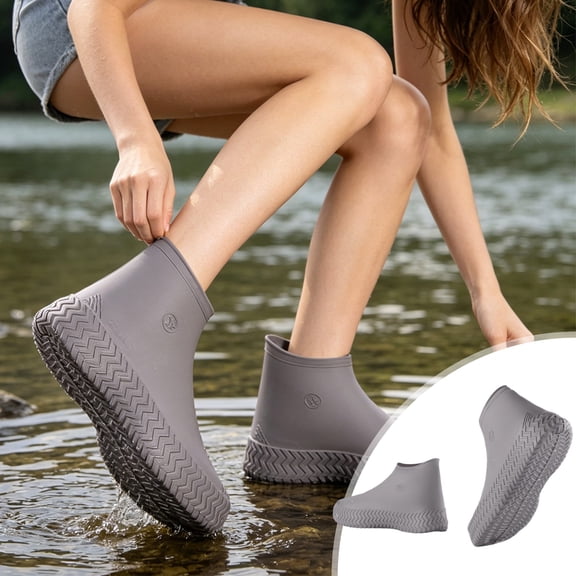 Unisex Silicone Rain Shoe Covers, Thickened Wear-resistant Waterproof Overshoes, Non-slip Reusable Portable Shoe Protectors for Outdoor Walking, Topliu