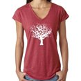thumbnail image 1 of Ladies White Tree of Life V-neck Yoga Tee Shirt - Heather Red, Small, 1 of 1