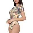 thumbnail image 2 of Naloa Floral With Birds And Fantasy Flowers Women's Short-Sleeved Onesie, One-Piece Swimsuit for Parties, dates, clubs - X-Large, 2 of 9