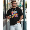 thumbnail image 2 of Men's T-Shirt Abstract Colorful Art Rainbow Wave Short Sleeve Casual Tee Classic Crew Neck T-Shirt for Men, 2XL, 2 of 7