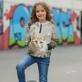 thumbnail image 3 of Xoenoiee Cat Butterfly Daisy Flower Print Girls Half Zip Hoodie Sweatshirt Zip Up Pullover Long Sleeve Top with Pocket for Fall Winter, Size 13-14 Years, 3 of 7