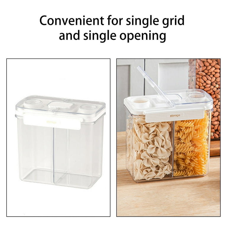 Wovilon Airtight Cereal Storage Container, Clear 2.4L Airtight Kitchen Food  Storage Container With Lids And Compartments For Grain, Sugar, Flour, Rice,  Nut, Snacks 