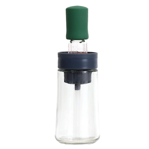 Dispensador de aceite de oliva con cepillo - Dispensador de aceite de oliva de cristal para cocina, botella dispensadora de aceite 2 en 1