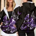 thumbnail image 2 of XIAONU Cozy Zip Up Hoodie For Women Long Sleeve Drawstring Hooded Butterfly Print Sweatshirt Soft Trendy Daily Outing Hoodies, 2 of 5