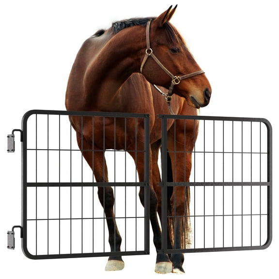 Horse Stall Gate showcasing Heavy-Duty Thick Steel Frame, Horse Stall Door measuring 48" W x 24" H, Horse Stall Guard boasting Yoke Design, Fits Standard Barn Doorways