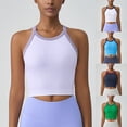 thumbnail image 5 of AherBiu Womens Sports Tank Tops with Built in Bra Sleeveless Spaghetti Strap Ribbed Cropped Yoga Tops, 5 of 6