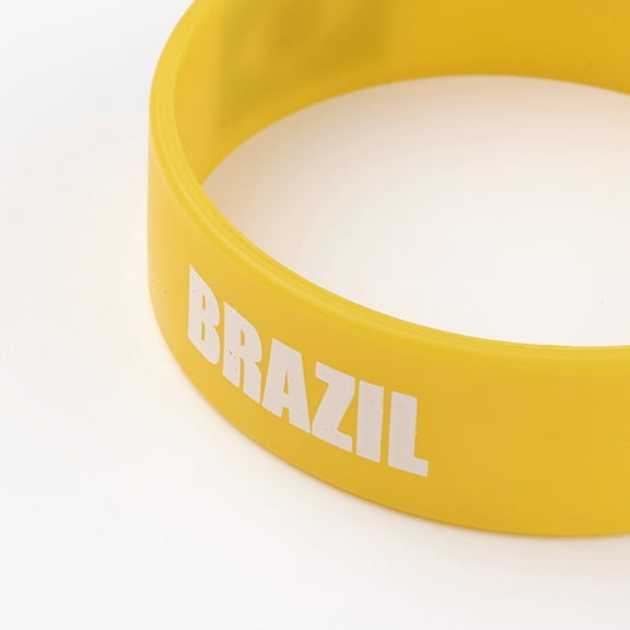 10pcs Silicone Wristbands Bracelets Cord Bracelets Brazil Yellow 202x19x2mm
