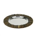 thumbnail image 1 of CC Home Furnishings Plateau de Service Rond Décoratif Rustique Fait Main 14 Pouces avec Accents en Bois, 1 of 3