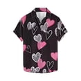 thumbnail image 2 of guisaled Men Valentines T Shirts Short Sleeve Button Down Heart Graphic Tee Shirts Classic Relaxed Fit Hawaiian Vacation Dating, 2 of 5