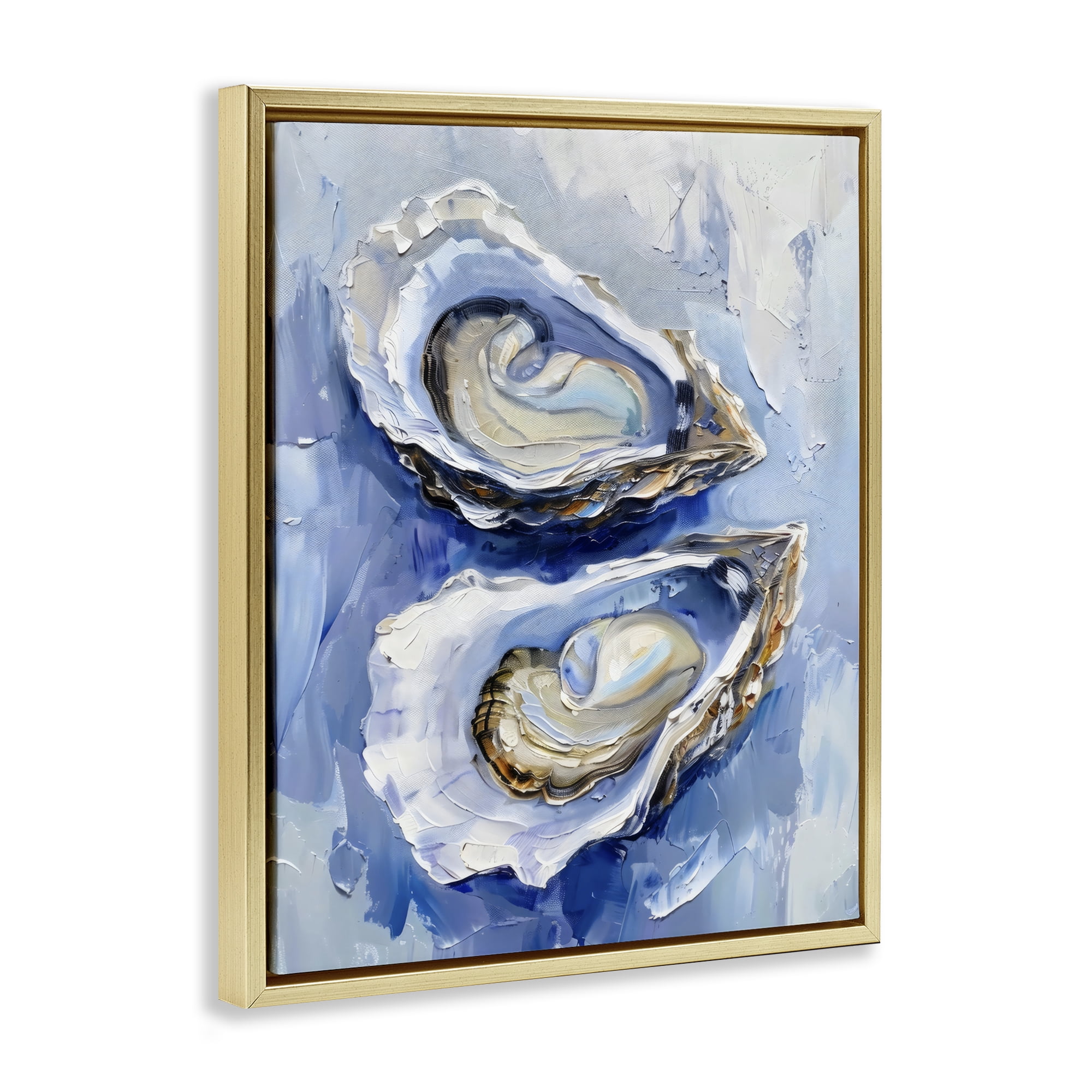 Stupell Industries Oysters On The Half Shell Gold Framed Floater Canvas Wall Art, design by Creative Studio
