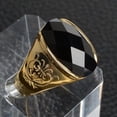 thumbnail image 2 of PAMTIER Unisex Stainless Steel Vintage Simple Oval Black Agate Gemstone Flower Pattern Carved Signet Ring Princess Cut Promise Wedding Band Size 10, 2 of 5