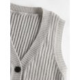 thumbnail image 4 of ZAFUL Women Leisure Crop Button Up Vest Cardigan Light Gray L, 4 of 5