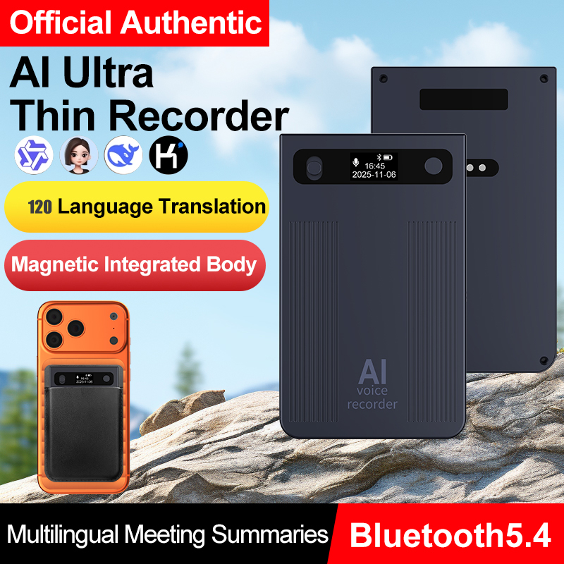 MUSICOZY AI Voice Recorder,Note Voice Recorder Transcribe&Summarize,AI Noise Cancellation Technology,Supports 120 Languages,64GB Memory APP Control Audio Recorder for Lectures,Meetings,Call,Dark Gray