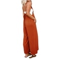 thumbnail image 4 of Womens Stretchy Jumpsuits Casual Overalls Jumpers Adjustable Spaghetti Straps One Piece Rompers with Pockets Orange XXL, 4 of 7