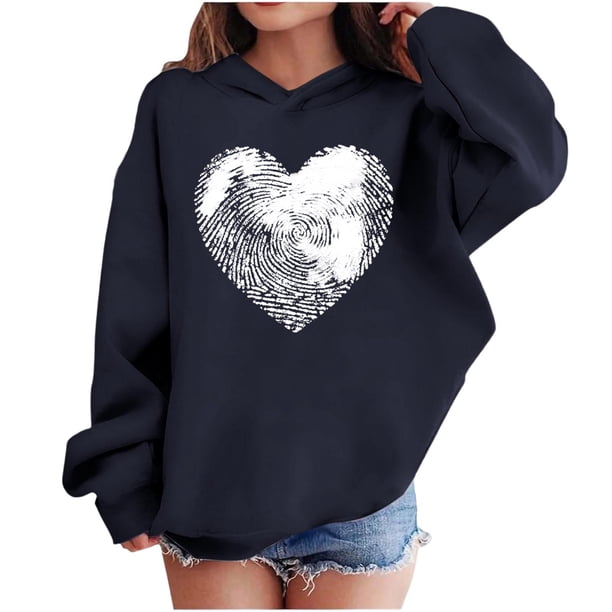 Sudadera con capucha y estampado de corazón de San Valentín, sudadera de manga larga para niños y niñas, chaqueta para niñas de talla mediana y grande.