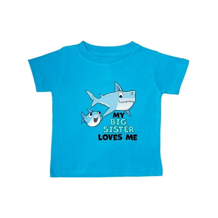 

Inktastic My Big Sister Loves Me with Cute Sharks Gift Baby Boy or Baby Girl T-Shirt