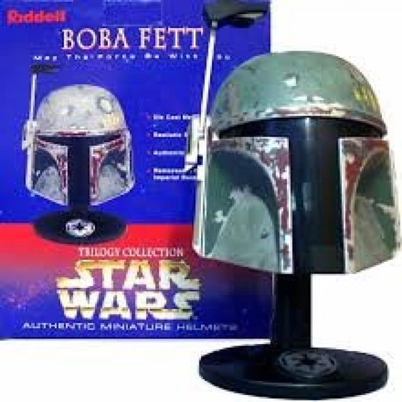 Star Wars Fan Club Trilogy Boba Fett Authentic Mini Miniature Riddell Helmet